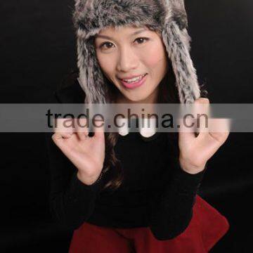 Sya Unisex warm outdoor grey russian fur hat pattern