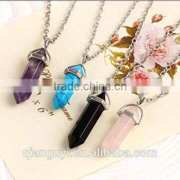 Wholesale Natural Semi-precious Stone Jewelry Healing Crystal Gemstone Natural Clear Quartz Chakra Point Pendant