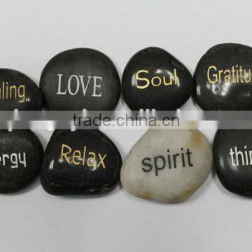 Engraved semi-precious stone mixed color word stone fast shipping by courier word stones