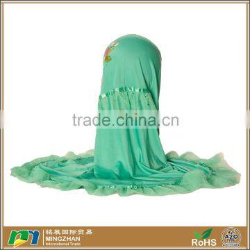 Vintage Green Flower Printed Cozy Viscose Cotton Hijab Inner Scarf For Women photo-2