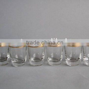 Vintage Shot Glass 1oz Size Gold Rimmed Glassware Set photo-2