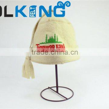 white lovely wool sauna hat