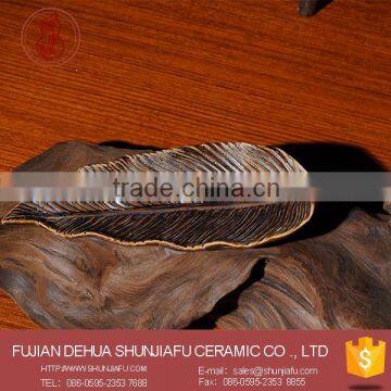 Leaf Shape Chinese Ceramic Incense Holder For Line Incense