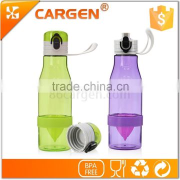 Flip lid small mouth plastic fruit infuser water bottle