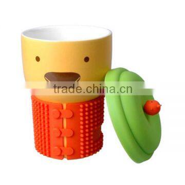 Customized Cup/ Mug silicone lids with different head handles for promotional gifts