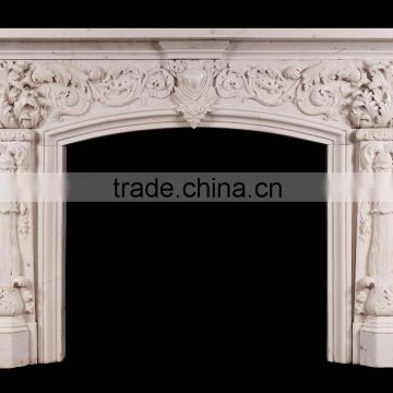 white marble fireplace mantels with carving flower sculpture