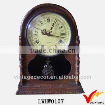 Alarm shabby retro table or wall antique wood clock