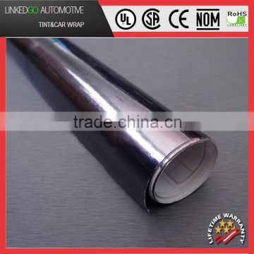 Professional 1.52*30m black chrome vinyl car wrap with air bubble channel