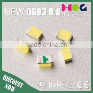 Super bright 1.6x0.8x0.8mm sanan chip 25mA 0603 1608 warm white smd led