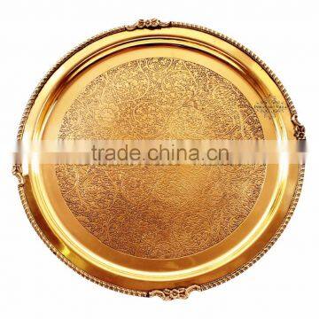 IndianArtVilla Shining Beautiful Flower Design Brass Plate Thali - Dinnerware Decorative Gift item Tableware