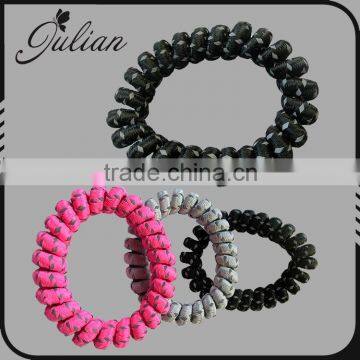 Telephone Wire Hair Band Wrapped Irregular Colorful Zebra Fabric Ponytail Holder Elastic Cord Line Hair Rope FHHTA0016