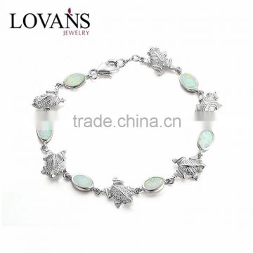 925 Silver White Opal Bracelet Jewelry Wholesale With Frog Animal SBI098W