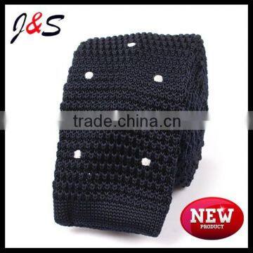 new arrival mens navy blue knitted tie with white polka dots KT053