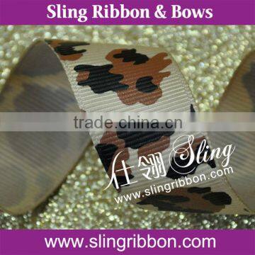 Leopard Printed Polyester Grosgrain Ribbon