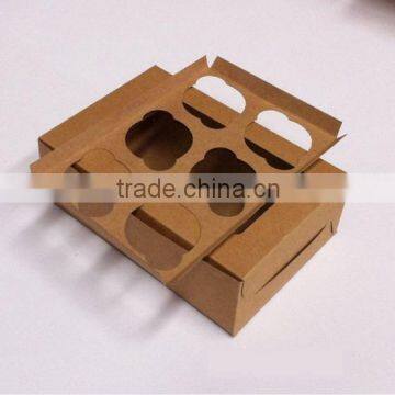 Decorative 6 Cupcake Kraft Box With Window and Inserts for Food Wholesale Cheap photo-3