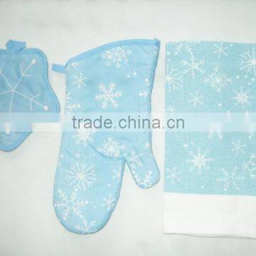 Printed Cotton Kitchen Towel Set Pot Holder Oven Mitten China Supplier Christmas Kitchen Set photo-4