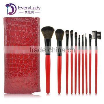 Travel size crocodile 10pcs pocket full makeup brush set