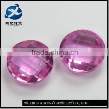 round shape double grid surface(checker shape)2# red synthetic corundum