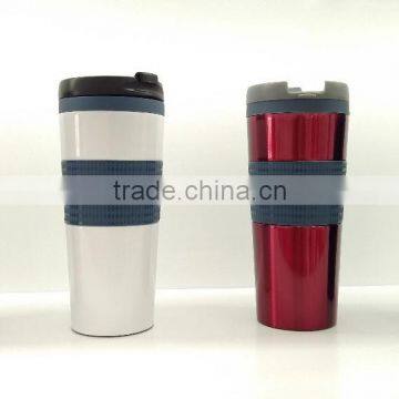 SH831 double wall stainless steel vacuum coffee mug with rubber cover