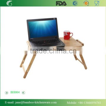 Bamboo Desk Table Foldable Breakfast Serving Bed Tray with drawer