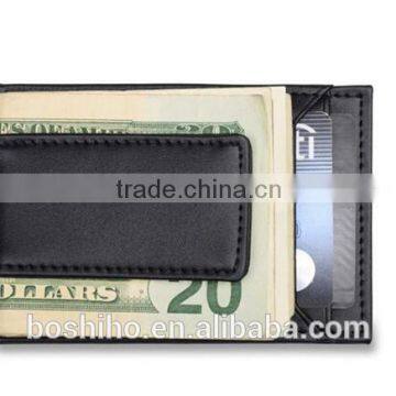 Custom Mens Genuine Leather Money Clip Business Card Credit Card Holder photo-2