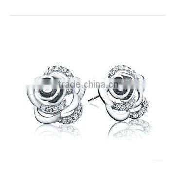 SCI152 rose flower sterling sliver earring 2016