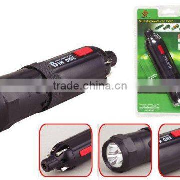 Multi function screwdriver with LED torch with 6 pcs tools to choose