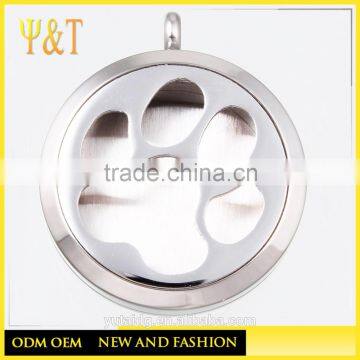 Jingli jewelry factory direct stainless steel dog paw aromatherapy locket pendants (QD-079)