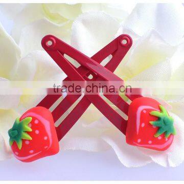 Red strawberry metal hairpins for baby girls decoration hair clips