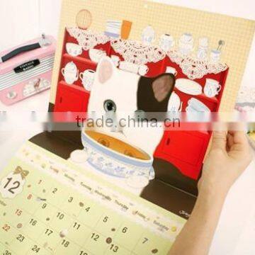 2015 unique design eco-friendly wall calendar for home decoration