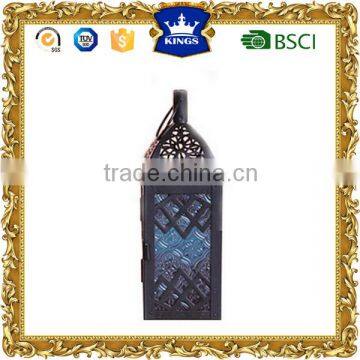 small moroccan metal lantern blue color