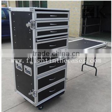 8 Drawer Plywood Flight Case with Wheels