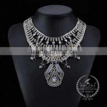 high quality vintage rhinestone chunky statement necklace tin alloy fashion women pendant necklace 6390055