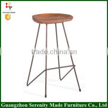 2016 Hot sale modern design furniture wooden bar stool high chair supplier with metal base