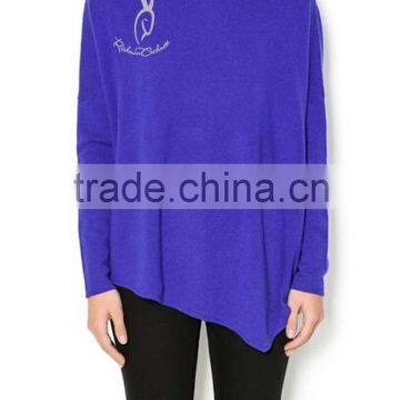 Women's Slant Cut Crew Neck Cashmere Sweater