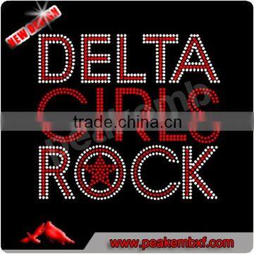 Beautiful delta girls rock rhinestone hot-fix bling iron on