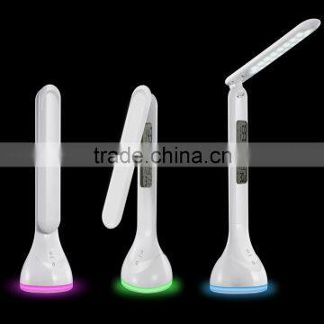 Foldable LED RGB Table Touch Light Switch Reading Lamp Atmosphere Light with Touch Switch Clock Date Time for Bedroom