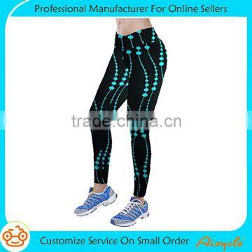 Women's Printed High Waist Fitness Yoga Stretch Spandex Sport Ninth Pants