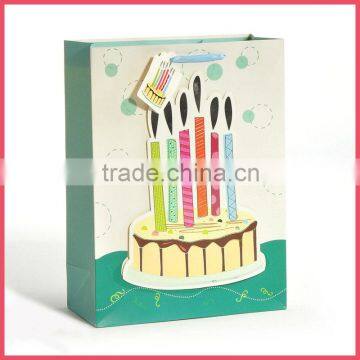 Kids birthday party gift paper bag with ribbon handle