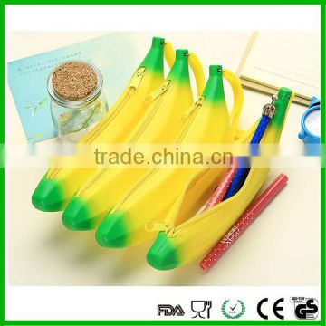 Hot Sale Banana shape silicone pencil bag waterproof coin purse