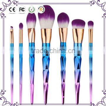 Wholesale high quality 7pcs rainbow handle cosmetic makeup brush set for women