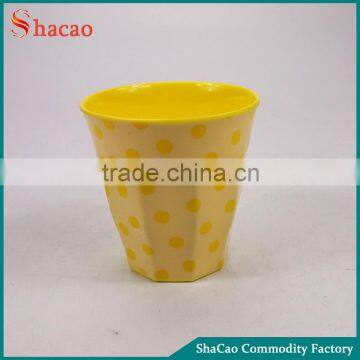 Sale Plastic Drinking Cup Yellow Dot Reusable Plastic Cup With Lid Unbreakable Kids Melamine Cup