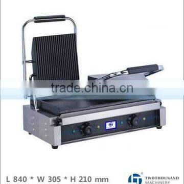 Electric Contact Grill - CE, Two Heads, Grooved Top and Flat Bottom, TT-WE174B