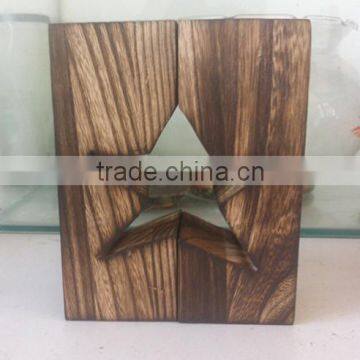 Holiday Decoration Vintage Stars Shape Wooden Carved Candle Holder photo-2
