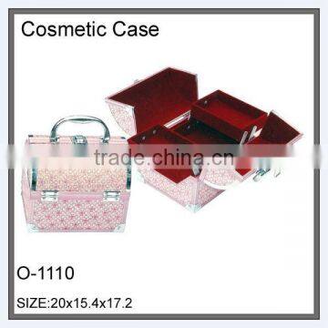 3 layers round top wood cosmetics box case