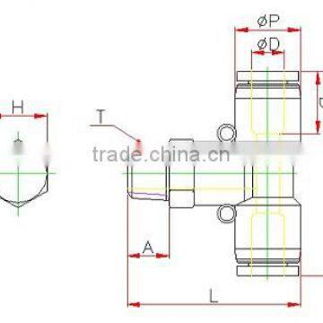 Plastic Tube Fitting, Male Branch Tee ,compact One -touch Tube Fitting , photo-2