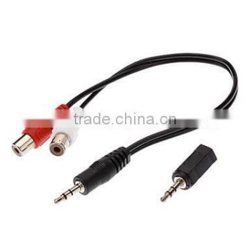 3.5mm to RCA audio vedio cable,3.5mm Male to 2 RCA Female Y-Type Cable with 3.5mm to 2.5mm M/F Adapter