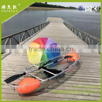 customized transparent polycarbonate kayak /clear fishing boat/ crystal pc canoe