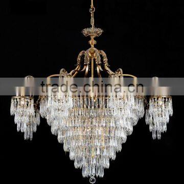 Italy Style Home Decor Crystal Bronze Chandelier For Living Room/ Elegant Ornate Crystal Pendant Lamp Droplight For Hotel