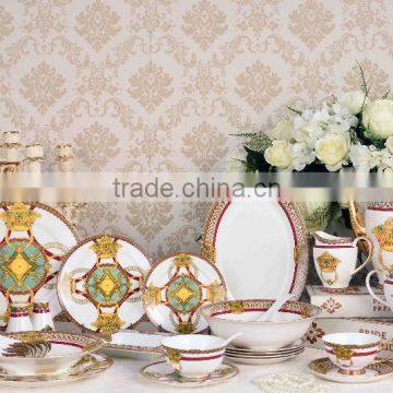New design 69pcs ceramic dinner ware bone china dinnerware set